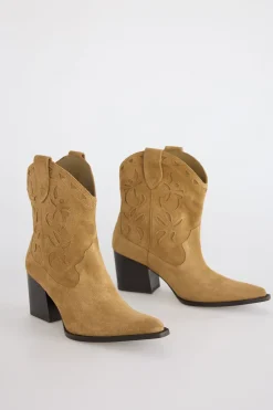 Slowlove Botín tacon serraje Camel Hot
