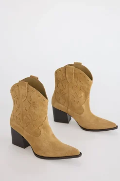 Slowlove Botín tacon serraje Camel Hot