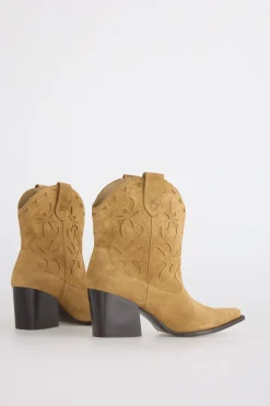 Slowlove Botín tacon serraje Camel Hot