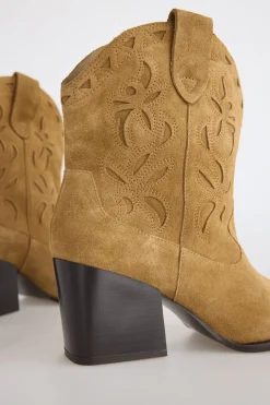 Slowlove Botín tacon serraje Camel Hot