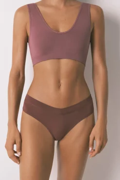 Women'secret Braga ancha brasileña fruncido granate burdeos Clearance