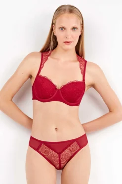 Gisela Braga encaje bordado deflecado rojo Online