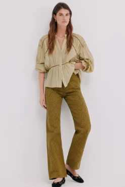 Hoss Intropia Bérénice. Vaqueros bordados Kaki Discount