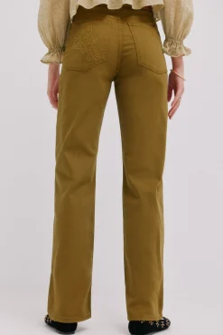 Hoss Intropia Bérénice. Vaqueros bordados Kaki Discount