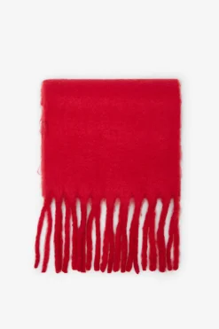 Cortefiel Bufanda gruesa flecos Rojo Hot