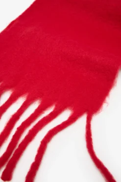 Cortefiel Bufanda gruesa flecos Rojo Hot