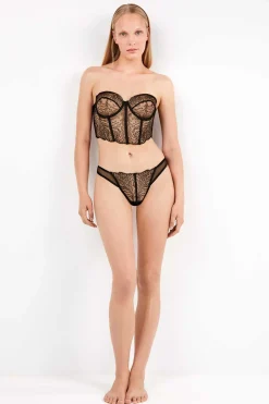 Gisela Bustier desmontable encaje bordado negro Sale