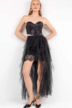 Gisela Bustier de lentejuelas con diseño deslumbrante negro Clearance