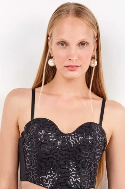 Gisela Bustier de lentejuelas con diseño deslumbrante negro Clearance