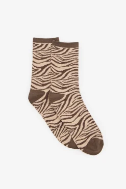 Cortefiel Calcetin largo cebra Marr&oacute;n Hot