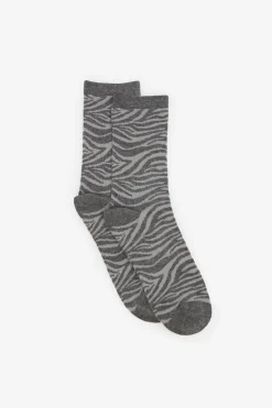 Cortefiel Calcetin largo cebra Estampado gris Clearance