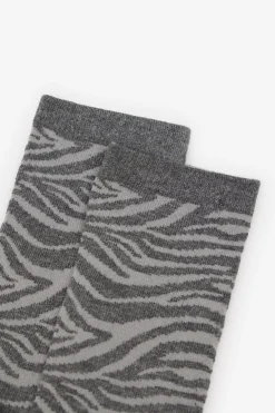 Cortefiel Calcetin largo cebra Estampado gris Clearance