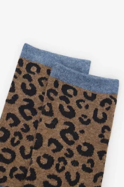 Cortefiel Calcetin largo leopardo Estampado marr&oacute;n Discount