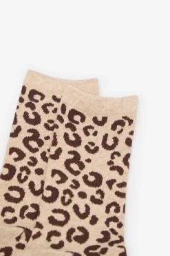 Cortefiel Calcetin largo leopardo Marr&oacute;n Online