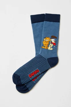 Besocks Calcetines altos de Garfield de algodón orgánico color azul Best