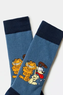 Besocks Calcetines altos de Garfield de algodón orgánico color azul Best
