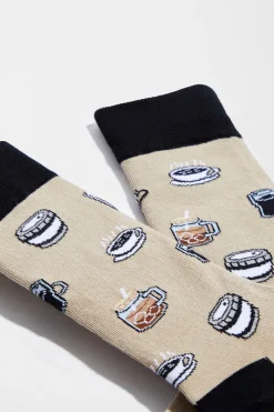 Besocks Calcetines altos de café de algodón orgánico beige Online