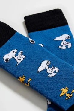 Besocks Calcetines altos de algodón orgánico color azul Sale