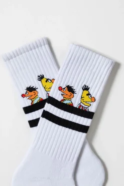 Besocks Calcetines altos deportivos de Barrio Sésamo de algodón orgánico color blanco Outlet