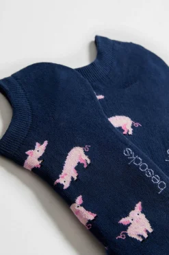 Besocks Calcetines tobilleros de algodón orgánico color azul Online