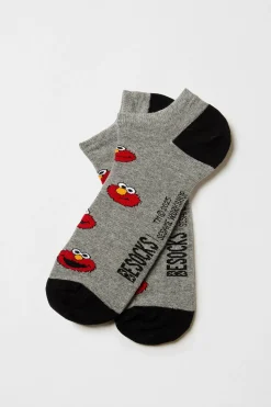 Besocks Calcetines tobilleros de Barrio Sésamo de algodón orgánico color gris Discount