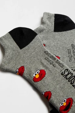 Besocks Calcetines tobilleros de Barrio Sésamo de algodón orgánico color gris Discount