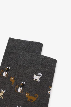 Cortefiel Calcetín dibujo gato Gris oscuro Best