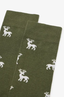 Cortefiel Calcetín dibujo regalo Verde oscuro New