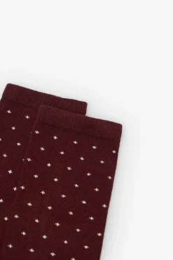 Cortefiel Calcetín largo mini topos Granate Sale