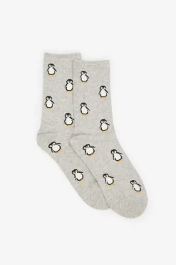 Cortefiel Calcetín largo pingüino Gris Sale