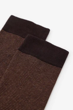 Cortefiel Calcetín microrayas Marr&oacute;n oscuro Clearance