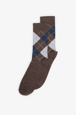 Cortefiel Calcetín rombos Marr&oacute;n oscuro New