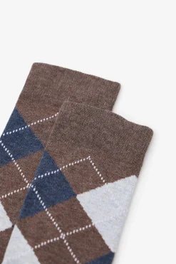 Cortefiel Calcetín rombos Marr&oacute;n oscuro New