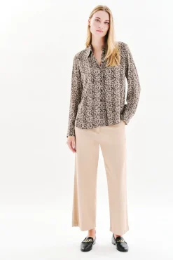 Caroll Camisa 100% viscosa Estampado marr&oacute;n Hot