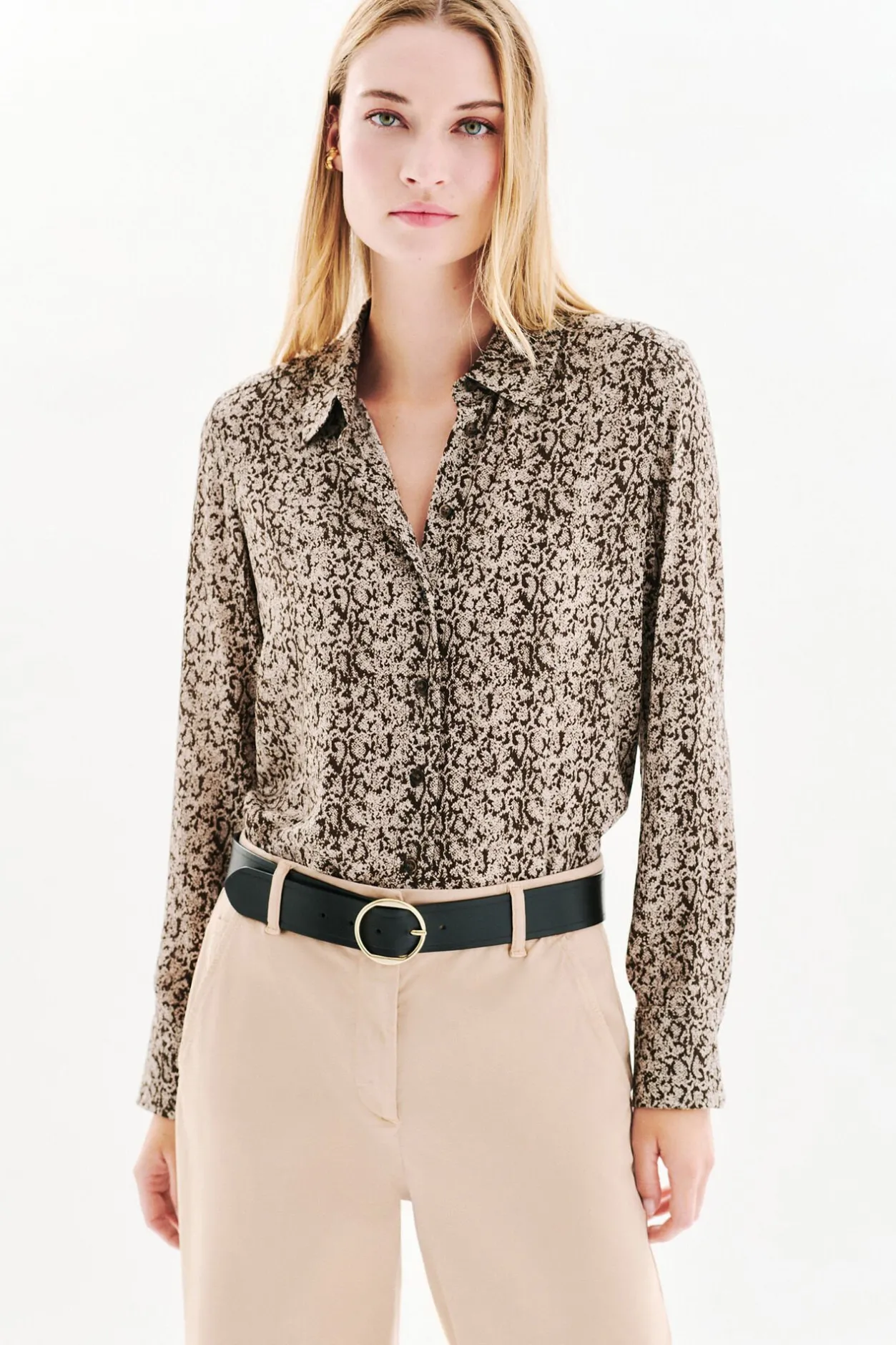 Caroll Camisa 100% viscosa Estampado marrón Hot