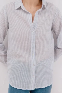 Cortefiel Camisa algodón rayas Estampado azul Hot