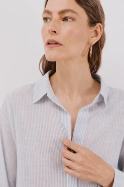 Cortefiel Camisa algodón rayas Estampado azul Hot