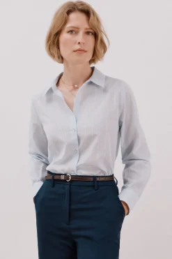 Cortefiel Camisa algodón rayas Azul Clearance