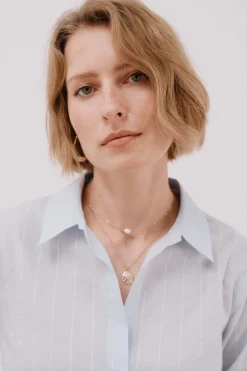 Cortefiel Camisa algodón rayas Azul Clearance