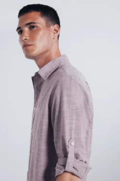 Springfield Camisa algodón slub burdeos Discount