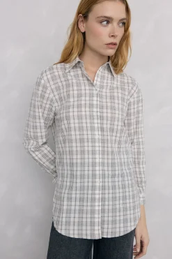 Pedro del Hierro Camisa amplia cuadros Gris Outlet