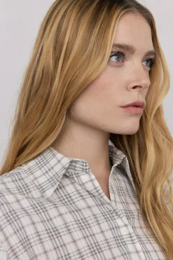 Pedro del Hierro Camisa amplia cuadros Gris Outlet