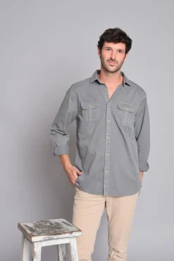 Cloking Camisa Bolsillos Gris