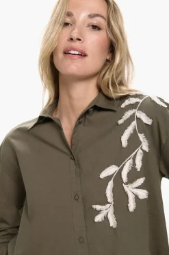 Vero Moda Camisa bordada de algodón orgánico Verde Hot