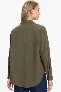 Vero Moda Camisa bordada de algodón orgánico Verde Hot