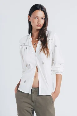 Springfield Camisa bordados lace marr&oacute;n New