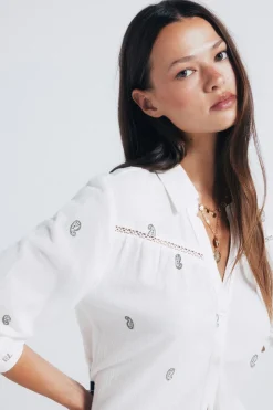 Springfield Camisa bordados lace marr&oacute;n New