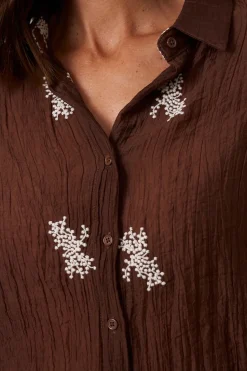 Polín Et Moi Camisa bordados Tuly Marr&oacute;n oscuro Hot