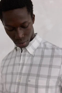 Pedro del Hierro Camisa Brushed Oxford cuadros Gris Clearance