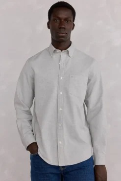 Pedro del Hierro Camisa Brushed Oxford lisa Gris Sale